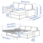 IKEA VIMLE 3-sits bäddsoffa med schäslong Bäddhöjd: 53 cm