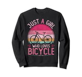 Just A Girl Who Loves Bicycle, Vintage Bicycle Girls Kids Sweatshirt