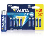 Varta Batteri Alkaline Aaa/lr03 1.5 V High Energy 6+2-pack