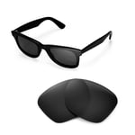 New Walleva Polarized Black Replacement Lenses For Ray-Ban Wayfarer RB2140 50mm