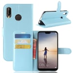 Huawei P20 Lite - Läderfodral / plånbok Blå