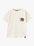 Benetton Kids' Snail Patch Oversized Boxy T-Shirt, Cream