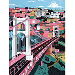 Artery8 Clifton Suspension Bridge Pink and Teal Cityscape Large Wall Art Poster Print Thick Paper 18X24 Inch