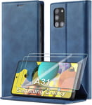 Étui À Rabat En Cuir Pour Samsung Galaxy A31 Fermeture Magnétique En Cuir Pour Samsung Galaxy A31 Bleu