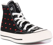 Converse A01600C Chuck 70s Embroidered Lips Platform Black Red Womens Size 3 - 8