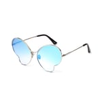 Butterfly Shape Sunglasses Metal Personality Concave Shape Transparent Color Lens Sun Glasses Eyewear (Color : Blue)