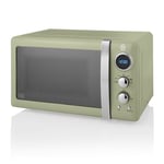 Swan Retro LED Digital Microwave Green, 20L, 800W, 5 Power Levels Including Defrost Setting, SM22030LGN