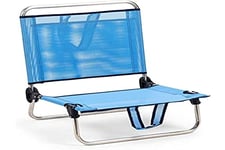 Solenny Chaise de Plage Pliante Dossier Bas avec Poche et Accoudoirs 54x50x63 cm