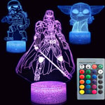 SNOMYRS 3D Illusion Super Hero Night Light Lamp 16 Color Changing Table Decor Lamp with Remote & Smart Touch, Gifts for Boys, Girls and Super Hero Fans(3Pack) (Star Wars 2)
