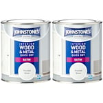 Johnstone's - Quick Dry Satin - Frosted Silver - Mid Sheen - Water Based - Interior Wood & Metal - Radiator Paint - Low Odour - Dry in 1-2 Hours - 12m2 Coverage per Litre - 0.75 L (Pack of 2)