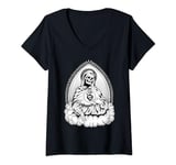 Womens Dead Saint Relic Skeleton Prophet Angel Blackwork V-Neck T-Shirt