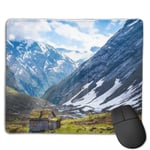 Alone cabin clouds cottage field grass light mountain nature snow Gaming Mouse Pad Non-slip Rubber base Durable Stitched Edges Mousepads Compatible with Laser and Optical Mice for Gaming Office Working