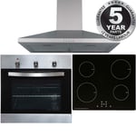 SO113SS 60cm Stainless Steel Single Oven, 13A 4 Zone Induction Hob & Cooker Hood