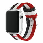 Apple Watch Series 4 44mm stripe style watch strap - Black / White / Red