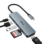 Qhou Hub USB C, Adaptateur USB C, 6 en 1, Adaptateur multiport USB C vers HDMI, avec Sortie HDMI 4K, 2 Ports USB 3.0, 100 W PD, Carte SD/TF Compatible avec MacBook Pro/Air/Surface/Autres appareils de