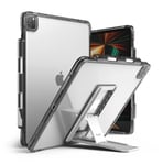 Ringke Fusion Combo Enastående hårt fodral med TPU-ram för iPad Pro 12.9 2021 + självhäftande vikbart stativ - Grå