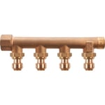 Roth fördelningsrör, 15 mm x 3/4", 4 förgreningar, rödgods