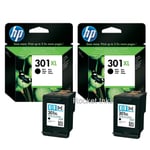 2x Original HP 301XL Black Ink Cartridges CH563E 8.5ml For Officejet 4636