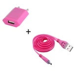 Pack Chargeur Pour Iphone 11 Pro Max Lightning (Cable Smiley Led + Prise Secteur Usb) Apple Connecteur - Rose Bonbon