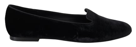 DOLCE & GABBANA Shoes Black Velvet Slip Ons Loafers Flats EU37 / US6.5