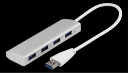 Deltaco USB-A hub, 4x USB-A, 5 Gbps - Silver