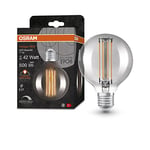 OSRAM Vintage 1906 smoke tinted LED lamp, 11W, 500lm, globe shape with 80mm diameter & E27 base, warm white light, straight filament, dimmable, life of up to 15,000 hours