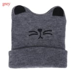 Baby Hats Cartoon Knitting Cap Cat Ear Beanie Grey
