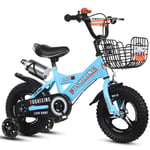 LYN Kids Bike, Kids Bike, Childrens Scooter Bike for 2-9 Years,in Size 12”,14”,16”,18”Bicycle,Flash Wheels Stroller and Frame Stabilisers,95% Assembled (Color : Blue, Size : 14inch)