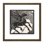 Henri Jonas Winged Horse Pegasus Mythical Creature 8X8 Inch Square Wooden Framed Wall Art Print Picture with Mount