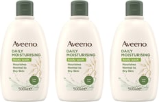 Aveeno Body Wash 500ml Pack of 3 for Normal to Dry Skin Soap Free Moisturising