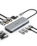 Omars Station d'accueil, Hub USB C avec Triple écran Double HDMI et VGA, Adaptateur USB C Docking Station Multiport 2 HDMI 4K, Gigabit Ethernet RJ45, PD 100W, 4 USB, SD/TF pour MacBook Pro/Air