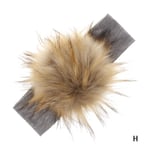 Baby Headband Faux Fur Pompoms Elastic Hairband H