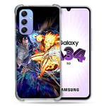 Cokitec Coque Renforcée en Verre Trempé pour Samsung Galaxy A34 5G Manga Naruto VS