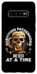Coque pour Galaxy S10+ T-shirt « Dad Beer Surviving Fatherhood One Beer at a Time Skull »
