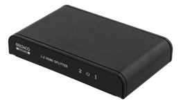 DELTACO – PRIME HDMI-jakaja, 1 sisään ja 2 ulos, HDMI 2.0, 4K, UHD,musta (HDMI-245)
