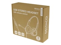 Deltaco Office Delo-0652 - Headset - På Örat - Kabelansluten - Usb-A - Svart - Certifierad För Microsoft-Teams, Cisco Webex Certified