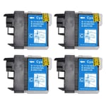 4 Cyan Ink Cartridges to replace Brother LC980C & LC1100C non-OEM / Compatible