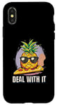 Coque pour iPhone X/XS Design mignon ananas sur plaque à pizza – Amusant « Deal with It »