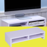 FAN -  Support de moniteur de bureau à 2 niveaux étagère socle TV LCD ordinateur portable PC écran Riser blanc