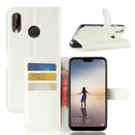 Huawei P20 Lite - Läderfodral / plånbok Vit