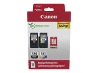 Canon PG-540/CL-541 Photo Paper Value Pack - Pack de 2 - noir, couleur (cyan, magenta, jaune) - original - boîte de suspension - jeu de papier / cartouche d'encre - pour PIXMA MG3250, MG3550, MG3650, MG4250, MX395, MX455, MX475, MX525, MX535, TS5150, TS5