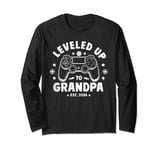 Leveled Up To Grandpa Funny Gamer Gaming Pregnancy Announcem Long Sleeve T-Shirt