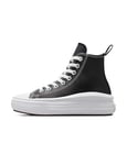 CONVERSE Chuck Taylor All Star Move Platform Leather Sneaker, 4 UK Black/Black/White