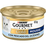 Gourmet Purina Gold Mouse Nourriture Humide pour Chat avec Poisson de l'océan, 24 boîtes de 85 g