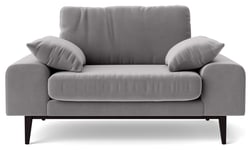 Swoon Tulum Velvet Cuddle Chair - Silver Grey