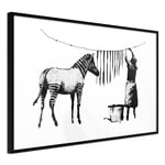 Plakat - Banksy: Washing Zebra - 60 x 40 cm - Sort ramme