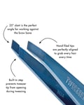 TWEEZERMAN FULL SIZE SLANT TIP TWEEZER, FULL SIZE - BELL BOTTOM BLUE - AUTHENTIC