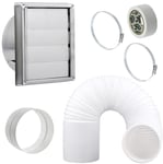 Square Wall Vent Kit + 6m x 5" 125mm Extension Hose for Vented Tumble Dryer