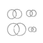 Ringöglor, tvinnade, Ø8, 10, 14 & 18 mm – silverfärgad metall, 8 st. 2 av var storlek