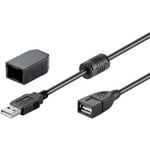 Goobay USB 2,0 Hi-Speed förlängningssladd med securing clip, svart, 2 m,